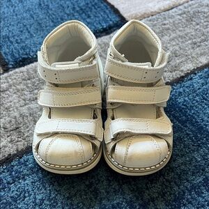 Kids Cream Leather Sandals